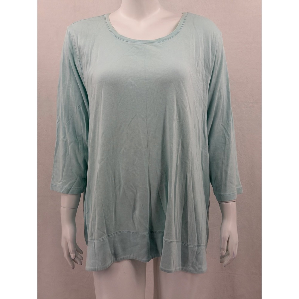 J Jill Top Womens 3X Blue 3/4 Sleeve Perfect Pima Scoop Neck Tee Everyday Casual
